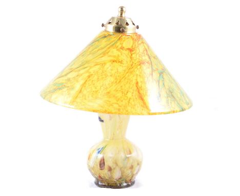 Vasart art glass lamp base, matched shade, the base with paper label, height overall 35cm.Condition report:The shade would be