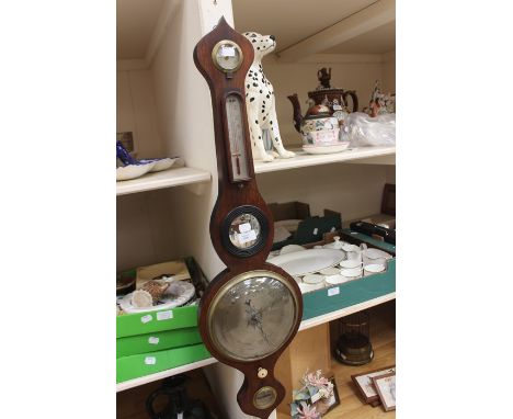 A Victorian barometer with hygrometer, thermometer etc (Q)