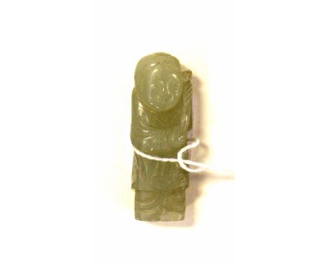A 19th Century Celadon jade figure of a boy. H- 4.5cm