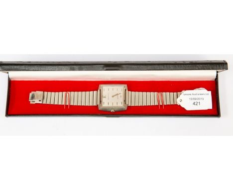 A 1970's Hamilton Automatic stainless steel gents watch, Fontainebleau time, date, square dial, working condition,&nbsp;