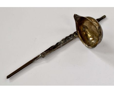 A George III silver bright cut engraved punch ladle with detached turned handle (s/d), London, 1809, possibly George Smith IV