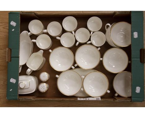 Royal Doulton Gold Concord H5049 pattern, dinner and coffee set for 8 (2 boxes) including; dinner, side plates, bowls, gravy 