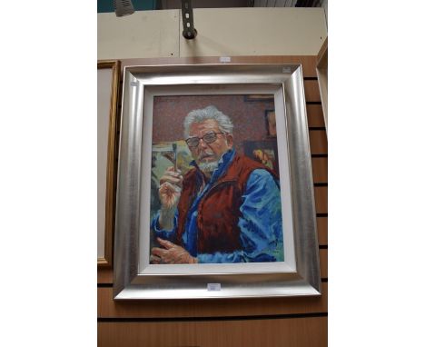 Rolf Harris self portrait "A life in Art" artists proof print on canvas. Size 55cm x 41cm.&nbsp; (17 inches x 22 inches) Fram
