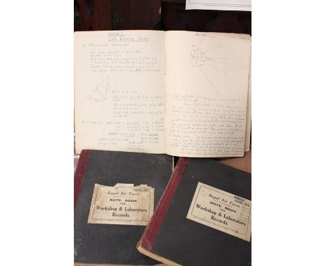 Royal Air Force, Workshop and Laboratory Records, three notebooks with manuscript dealing with various subjects such as meteo
