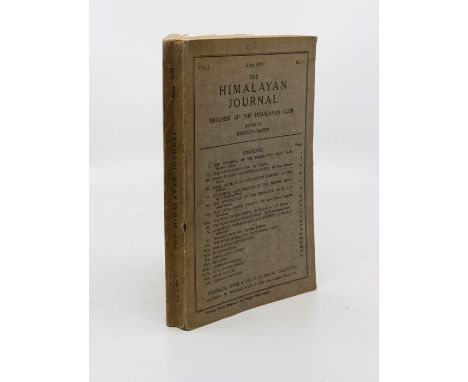 The Himalayan Journal, Vol.I, No.1, April 1929. Loosely inserted manuscript map of Sikkim, a printed map, and an original pho