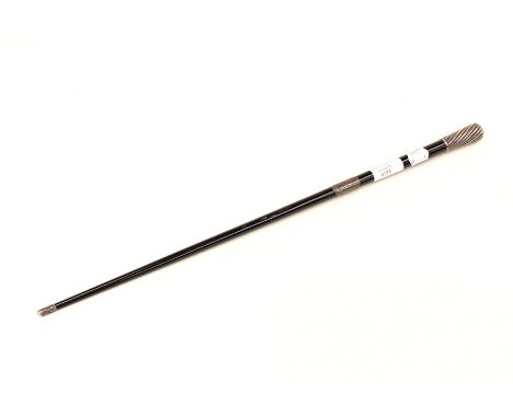 Silver banded and handled&nbsp; black ebony swagger stick dated 1942, hallmarked