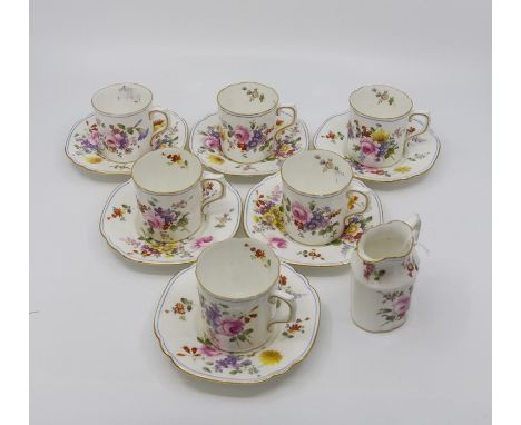 A Posy pattern coffee can set, circa 1930's/40's, including six cans and six saucers