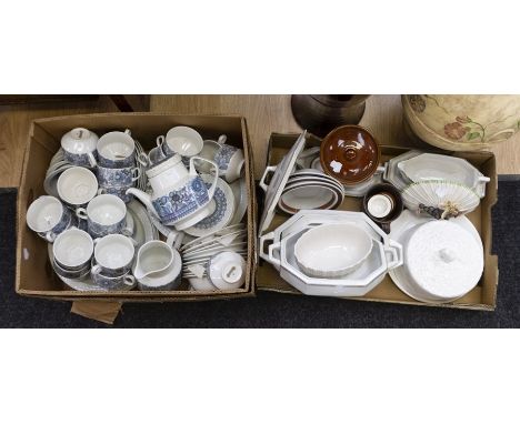 4 boxes of assorted ceramics to include plates, teapots, saucers etc.&nbsp;