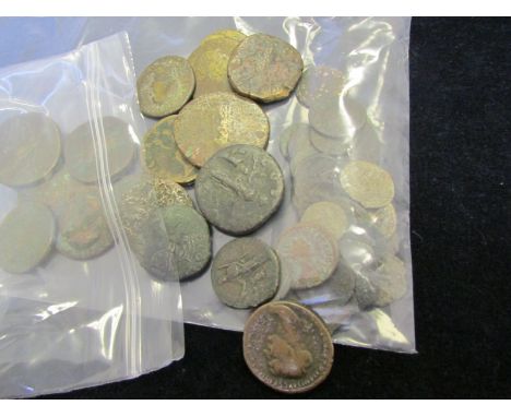 Roman Imperial first and second brasses including Nero, Trajan, Hadrian, Antoninus Pius, Diva Faustina and Postumus [this as 