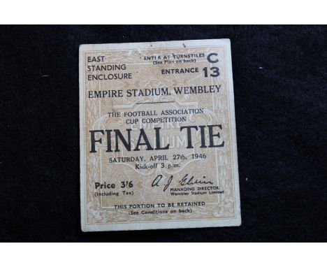Football Ticket - FA Cup Final at Wembley - 27th April 1946 