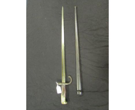 French Epee Bayonet with matching serial numbers on bayonet & scabbard, made 1878. VGC