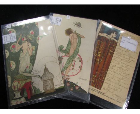 Glamour, Art Nouveau, Leo Kainradl (1) & Brunelleschi (2) not in perfect condition (3 cards)