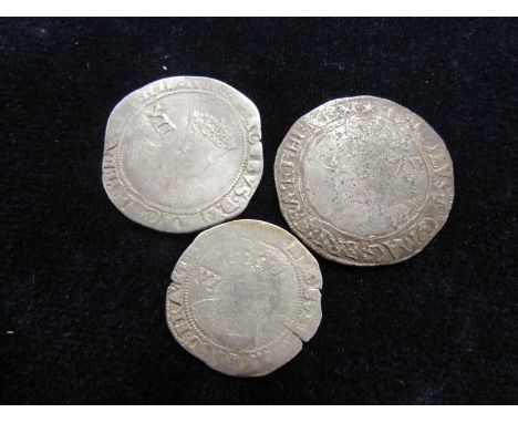 James I silver shilling, Fourth Bust, mm. Coronet [1607-1609], Spink 2655, F, a ditto but sixpence, Second Bust, dated 1604, 