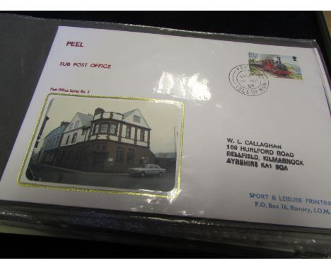 Isle of Man album with apparently complete set of 1987-94 period covers showing the postmarks including standard and parcel c