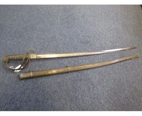 Sword: An 1821 Pattern Light Cavalry Officers sword. Stepped pommel, wirebound fishskin grip, (some wear and losses). Ricasso