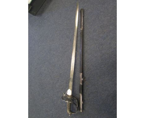 Sword: A Victorian 1827 Pattern Rifle Officers sword. Blade etched 'LANCASTER RIFLES' & 'CROWN VR Cypher'. Sword by Clark of 