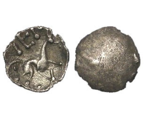 Ancient British, Celtic, silver half-unit of the Corieltauvi, c.12-c.15 A.D., VEP Type, Spink 409, obverse almost blank, reve