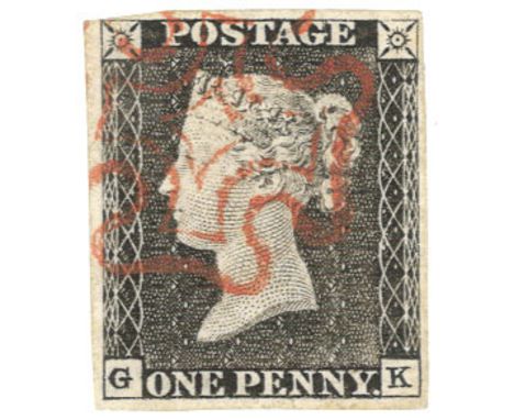 GB - QV Penny Grey-Black Plate 1a (G-K) four margins, fine used, no faults, cat £350