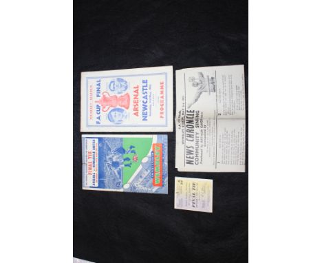 Football - Arsenal v Newcastle FA Cup Final 3rd May 1952 programme, Ticket, News Chronicle Song Sheet and 'Souvenir Programme