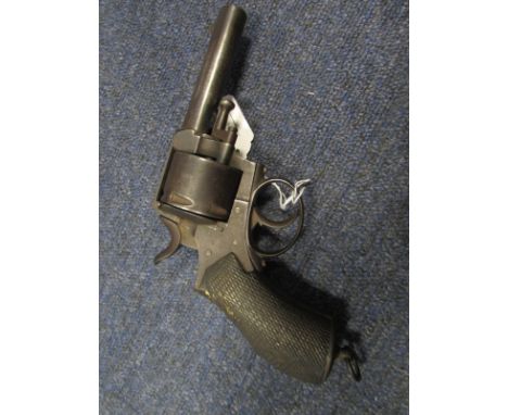 Pistol: A large Calibre (.450) Bulldog revolver circa 1880. Side gate loading, barrel length 3.75". Ejector rod on under barr