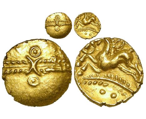 Ancient British, Celtic gold quarter stater of Dubnovellaunus of the Trinovantes, as Spink 208, NEF/EF