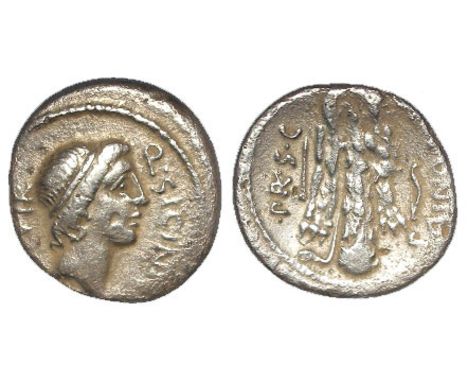 Roman Republican silver denarius of Q.Sicinius and C.Coponius, 49 B.C. obverse:- Diademed head of apollo right, reverse:- Clu