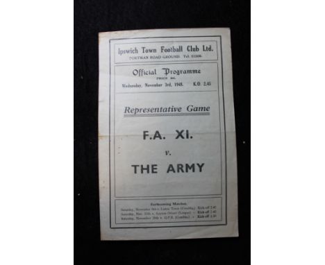 Football - Ipswich Ground - F.A XI v The Army 3rd Nov 1948 Representative Game