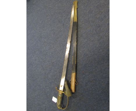 Sword: An interesting Göteborgs Police sidearm. Brass stirrup guard backstrap engraved 'GOTEBORGS POLISDISTRIKT'. Fiskskin gr