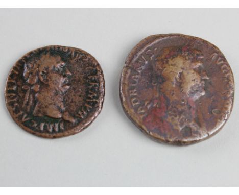 Hadrian brass sestertius, Rome Mint 136 A.D., reverse:- RESTITVTORI AFRICAE S C, Hadrian standing left, raising kneeling figu