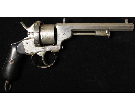 Pistol: An attractive pinfire revolver. The frame marked 'ARENDT BREVETE No. 4177'. Foliate engraved frame and cylinder, side