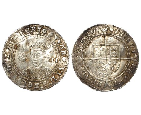 Edward VI silver shilling, Fine Issue 1551-1553, mm. tun, Spink 2482, lightly crinkled, full, round, well centred, quite nice