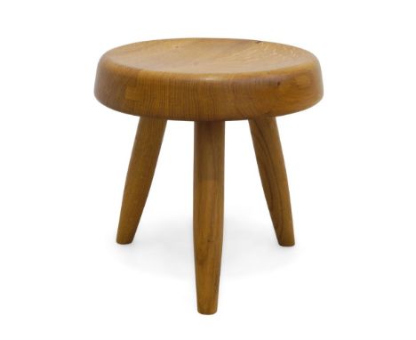 After a design by Charlotte Perriand, an oak 'Berger' style stool,Second half 20th Century,The circular seat, on tapering cyl