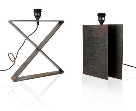 A cast iron 'X' table lamp after a design by Jean Michel Frank for the Hotel Horizonte, Mar del Plata,Second half 20th Centur