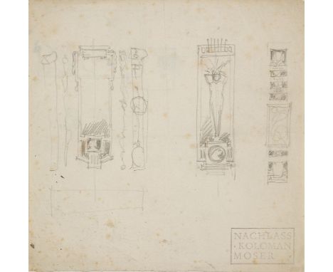 Koloman Moser (Austrian 1868-1918), seven pencil drawings and one ink drawing, c.1912, each stamped 'Nachlass Koloman Moser' 