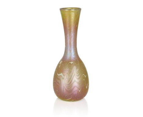 Quezal (American), an Art Nouveau iridescent glass vase,Early 20th Century, engraved on ground out pontil 'Quezal' with a scr