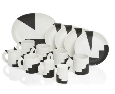 Kato Kogei (Japanese), a Post Modern ‘Manhattan Collection’ ceramic sandwich set for Fujimoro,c.1985, each part with printed 
