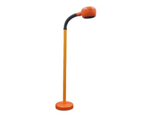 Fagerhults (Swedish), a 'Cobra' floor lamp,c.1970, cast manufacturer's mark to lamp shade, In orange plastic with adjustable 