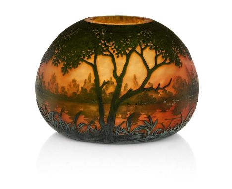 Daum (French), a cameo glass shade, possibly for a night light,c.1910, signed in cameo Daum Nancy with Cross of Lorraine,The 