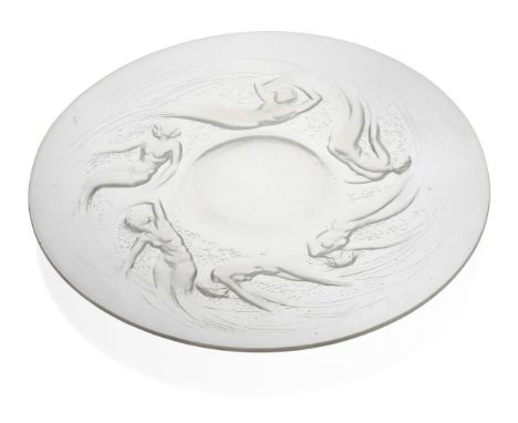 René Lalique (1860-1945), 'Ondines' No.3003, an opalescent glass plate,   Designed 1921, wheel engraved R. Lalique France, No