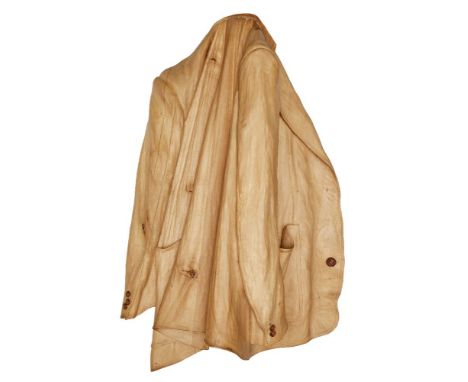 Livio De Marchi (Italian b.1943), a pine carving of a hanging jacket,c.1990, signed in pencil to reverse and numbered '19/20'