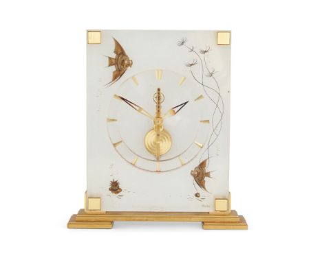 Jaeger Le Coultre (Swiss), a 'Marina' eight day mantel clock,c.1960, dial marked 'Jaeger Le Coultre' and 'Marina', 'Swiss Mad