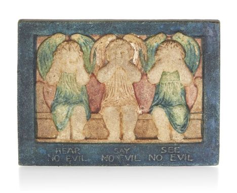 Compton Pottery (British c.1898-1956), a Potters' Art Guild figurative panel, c.1920, impressed Potters' Art Guild wheel mark