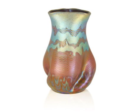 Loetz (Austrian), an iridescent Phaenomen glass vase,c.1902, PG 85/5032, engraved ‘Loetz Austria’ on ground-out pontil,The bo