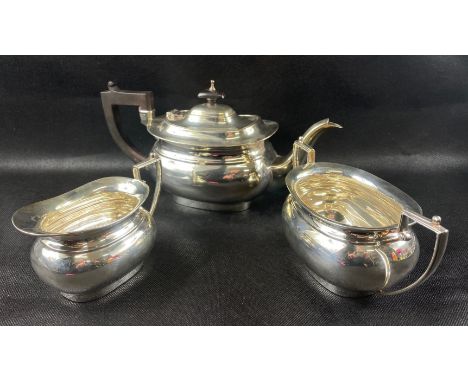 An attractive silver hallmarked 3 piece tea service, Birmingham 1944 by silversmiths DEAKIN &amp; FRANCIS, gross weight 1120g