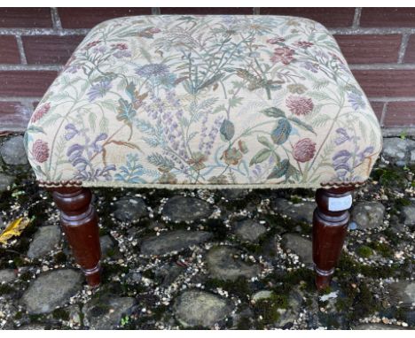 A nice tapestry covered quality footstool - dimensions 47cm square