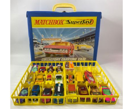 A rare treat - a vintage MATCHBOX SUPERFAST COLLECTORS' CARRYING CASE  designed to safely store 48 cars, comes with 4 cars fr