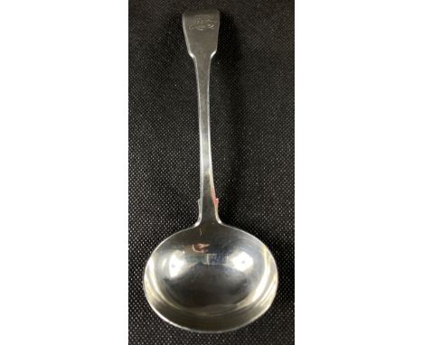 A silver sauce ladle hallmark possibly London 1736 by silversmith WE, length 18cm, gross length 63.5gApprox 1 pieces