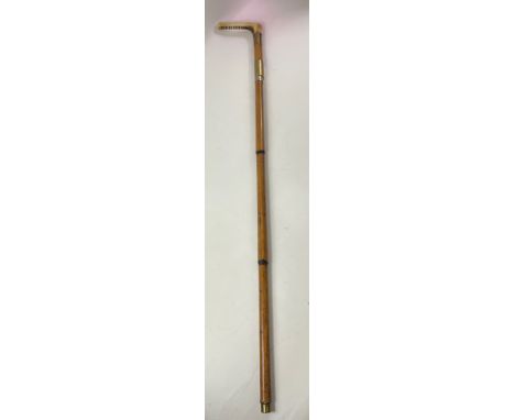 Late VICTORIAN Horn Handled bamboo shaft Sword Stick.  Possible replacement ferrule.  Slight issue with the fitting but the b