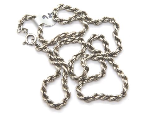 Silver solid link rope chain, L: 46 cm. P&amp;P Group 1 (£14+VAT for the first lot and £1+VAT for subsequent lots) 