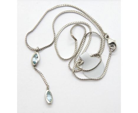 Silver stone set fancy pendant necklace. P&amp;P Group 1 (£14+VAT for the first lot and £1+VAT for subsequent lots) 